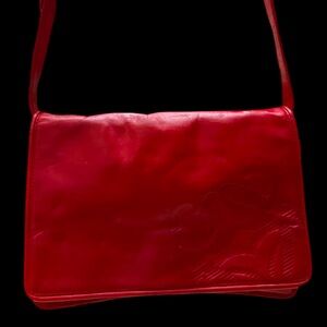 AUTHENTIC LOEWE RED SOFT LEATHER CROSSBODY BAG